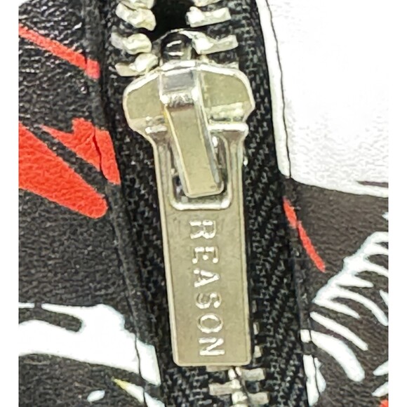 Reason Graffiti Print Moto Jacket Men’s Small Vegan Leather Streetwear Statement - Picture 9 of 14